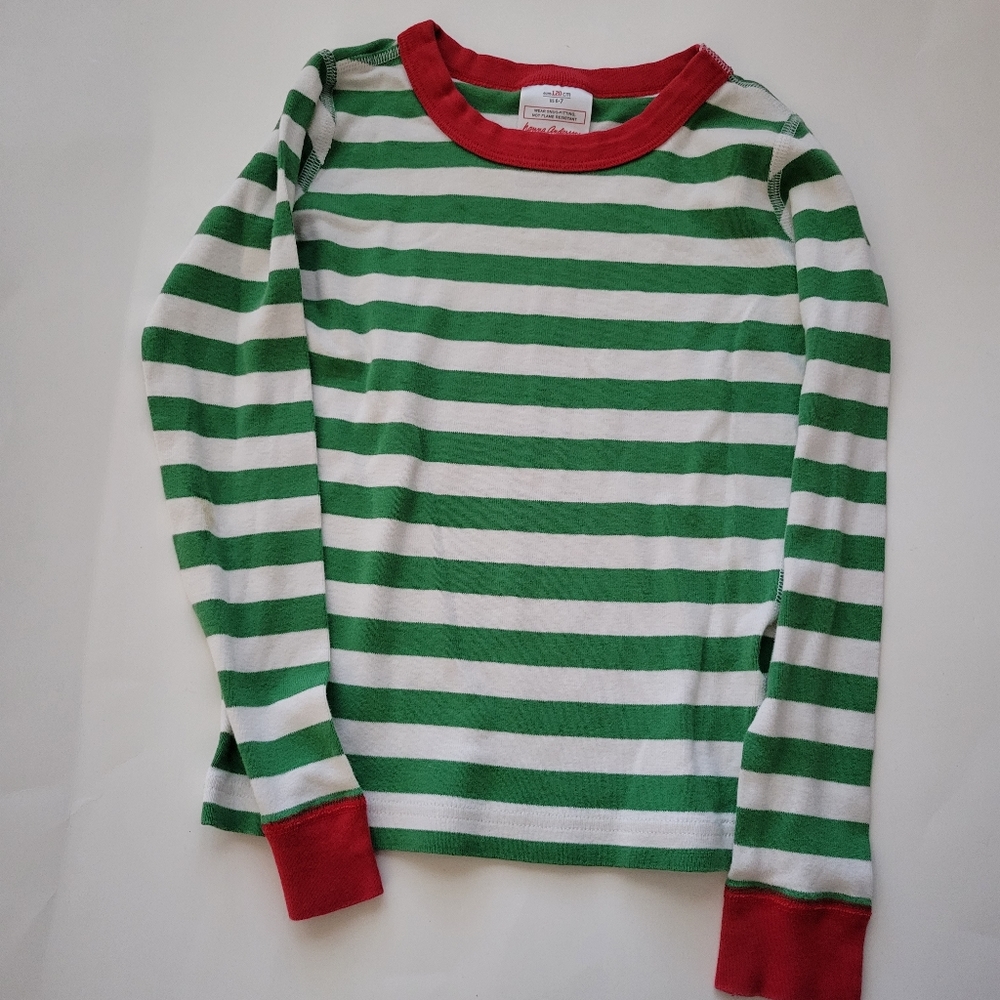 Hanna Andersson Green Striped Holiday Organic Cotton Long John Pajamas - Picture 4 of 12